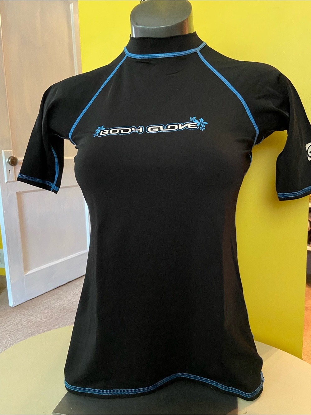 Body Glove Black Short-Sleeve Rash Guard with Blue Trim